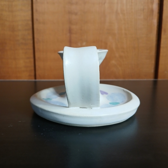 Flo Greig Studio Art Pottery Floral Chamberstick Candleholder - Picture 6 of 14